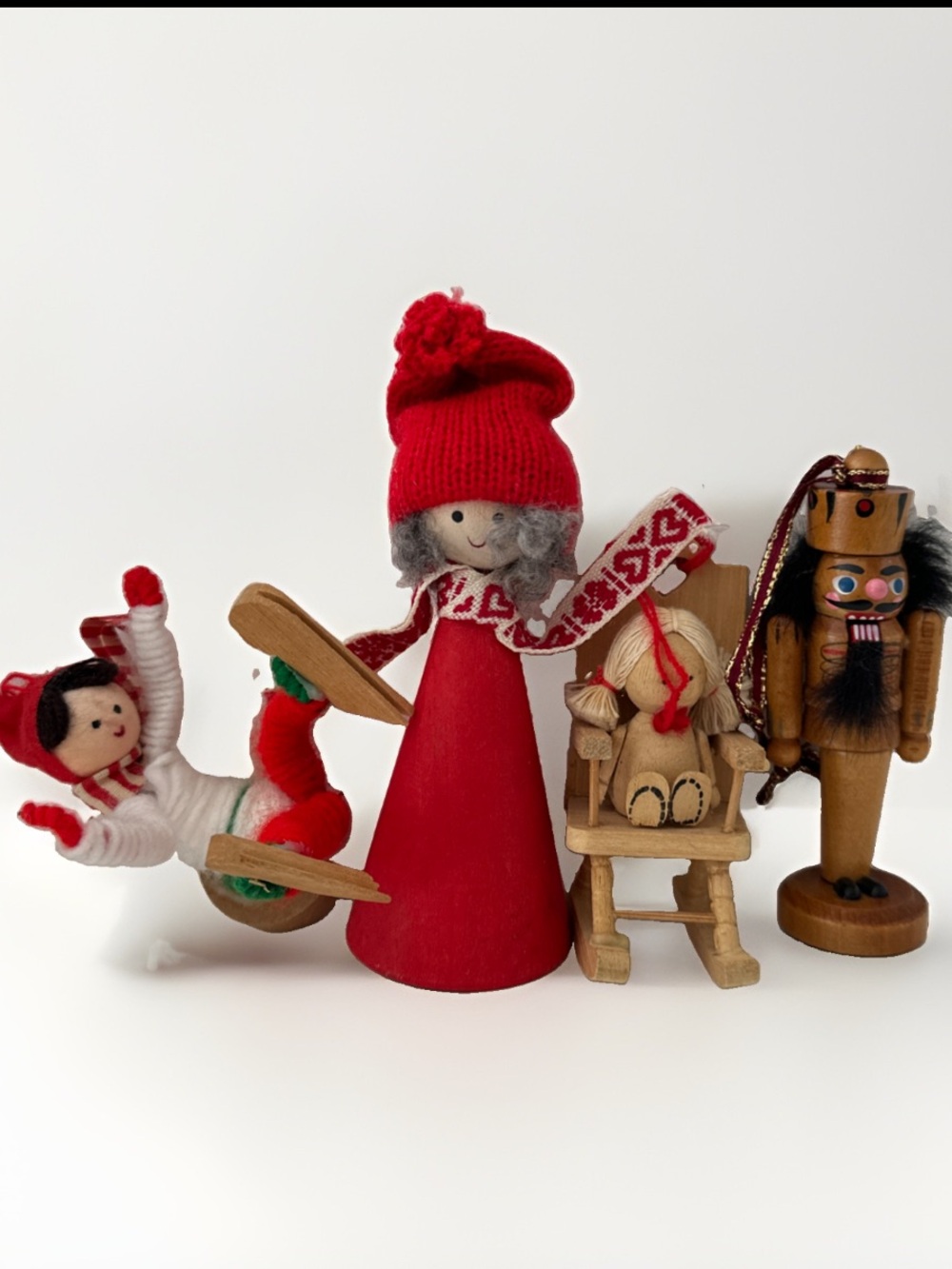 LOT OF 4 Wood ORNAMENTS Sweden GERMANY Santa Gnome LARSSONS TRANEMO NUTCRACKER